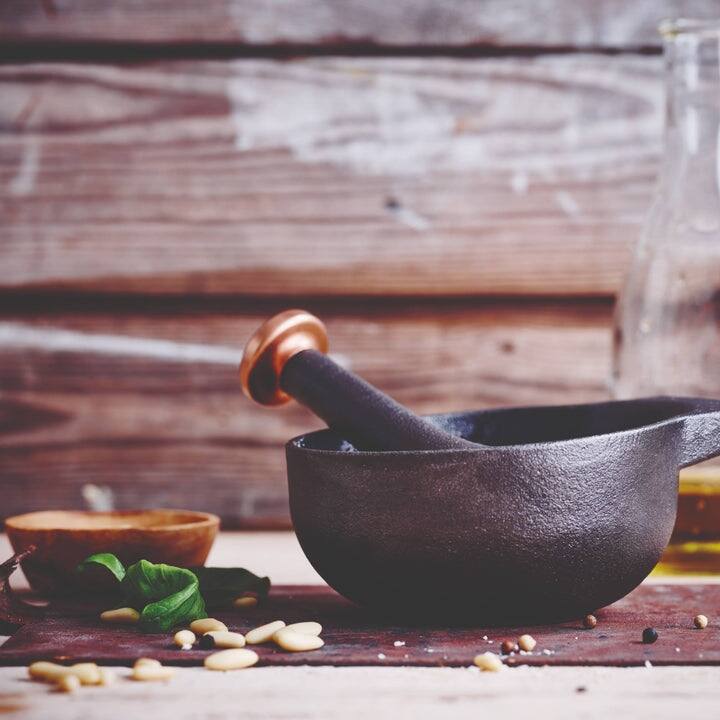 Alva Nori Black Cast Iron Mortar & Pestle Set, 4.3 inch Bed Bath